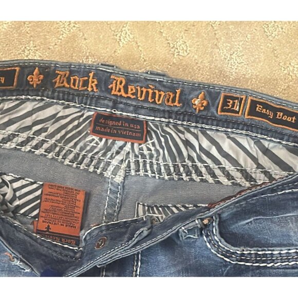 Rock Revival Jeans Women's Size 31 Betty Easy Boot Cut Dark Wash Bling Pockets - Picture 3 of 3